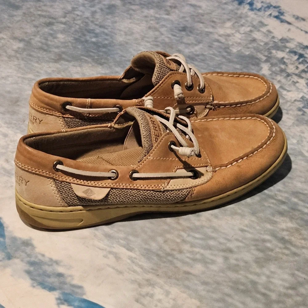 Sperry Top-Sider Women's Size 9 Tan Leather Boat Shoes Deck Shoes STS97405